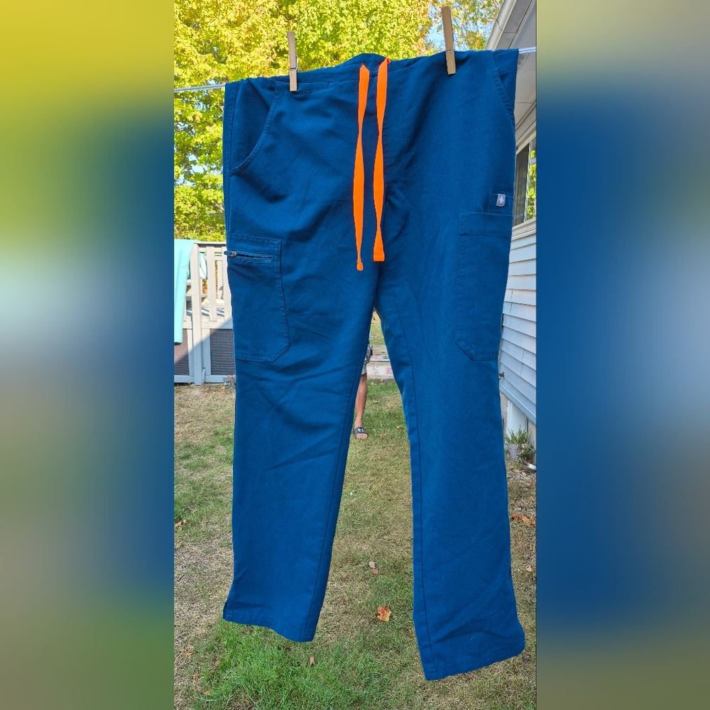 FIGS Deep Reef Yola Scrub pants Orange Drawstring Sz.SP